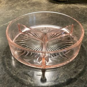 Pink depression glass relish dish platter